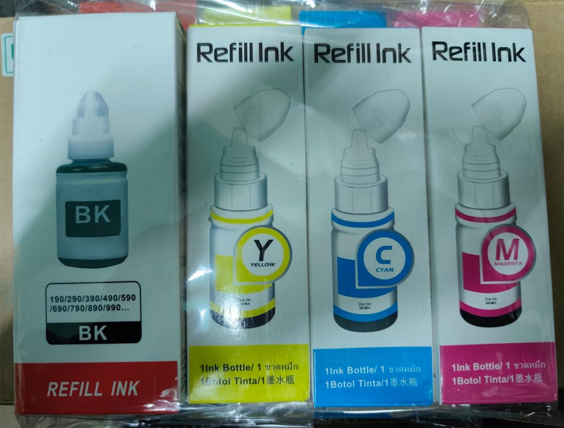 Set of 4 Ink Bottles (135ml/70ml) to replace Canon 190, 490, 790, 890, 990 Compatible/non-OEM for Pixma G Series Printers