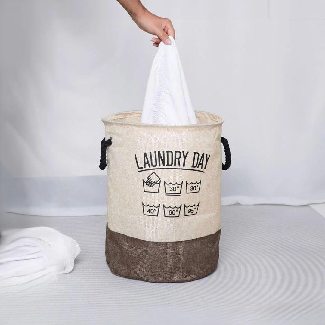 Portable Foldable Grey Laundry Hamper - Durable and Waterproof Material