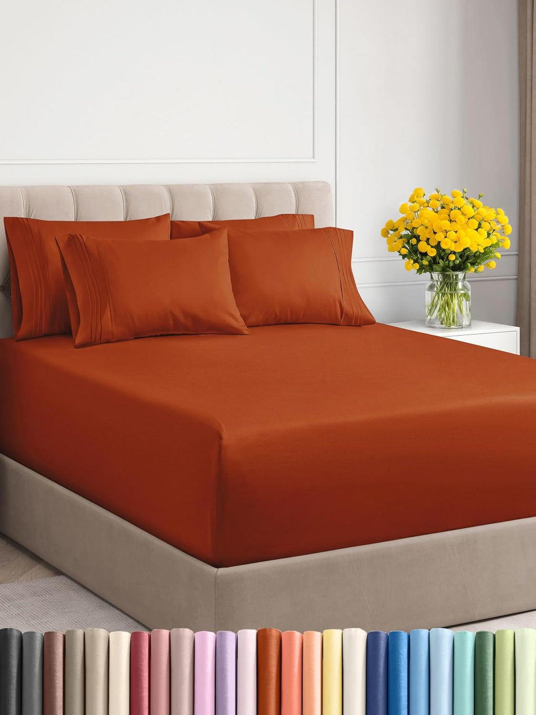 Signoola Fitted Sheet Set Of 1 Piece - Comfy Breathable & Cooling Sheets - Hotel Luxury Bed Sheets (180 x 200 cm) - Deep Pockets, Easy-Fit, Extra Soft - Terracto