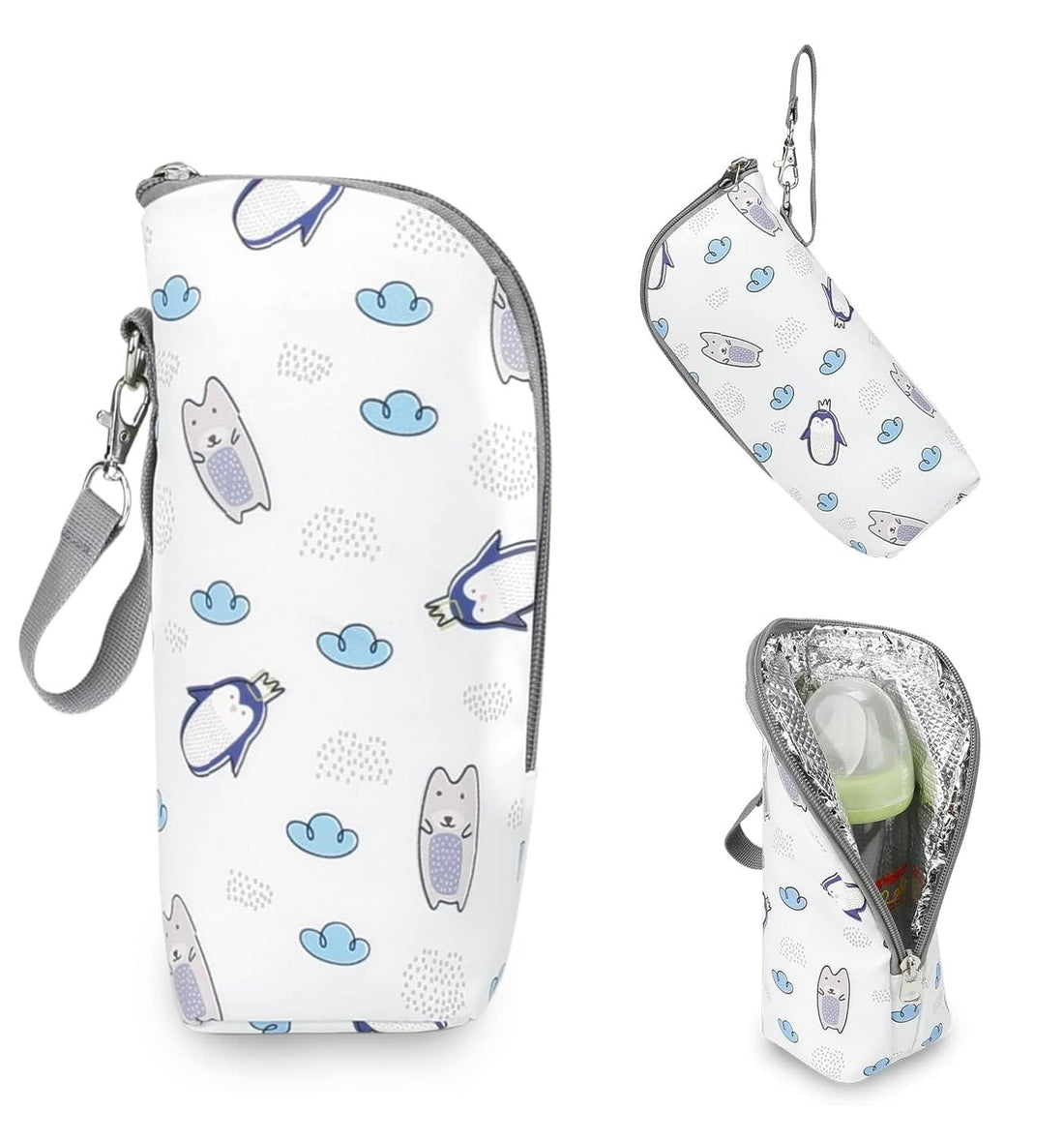 fashion mania Baby Bottle Cooler Bag,Warmer Bag with Interlayer Cotton,Portable Thermal Baby Bottle Bag (white)