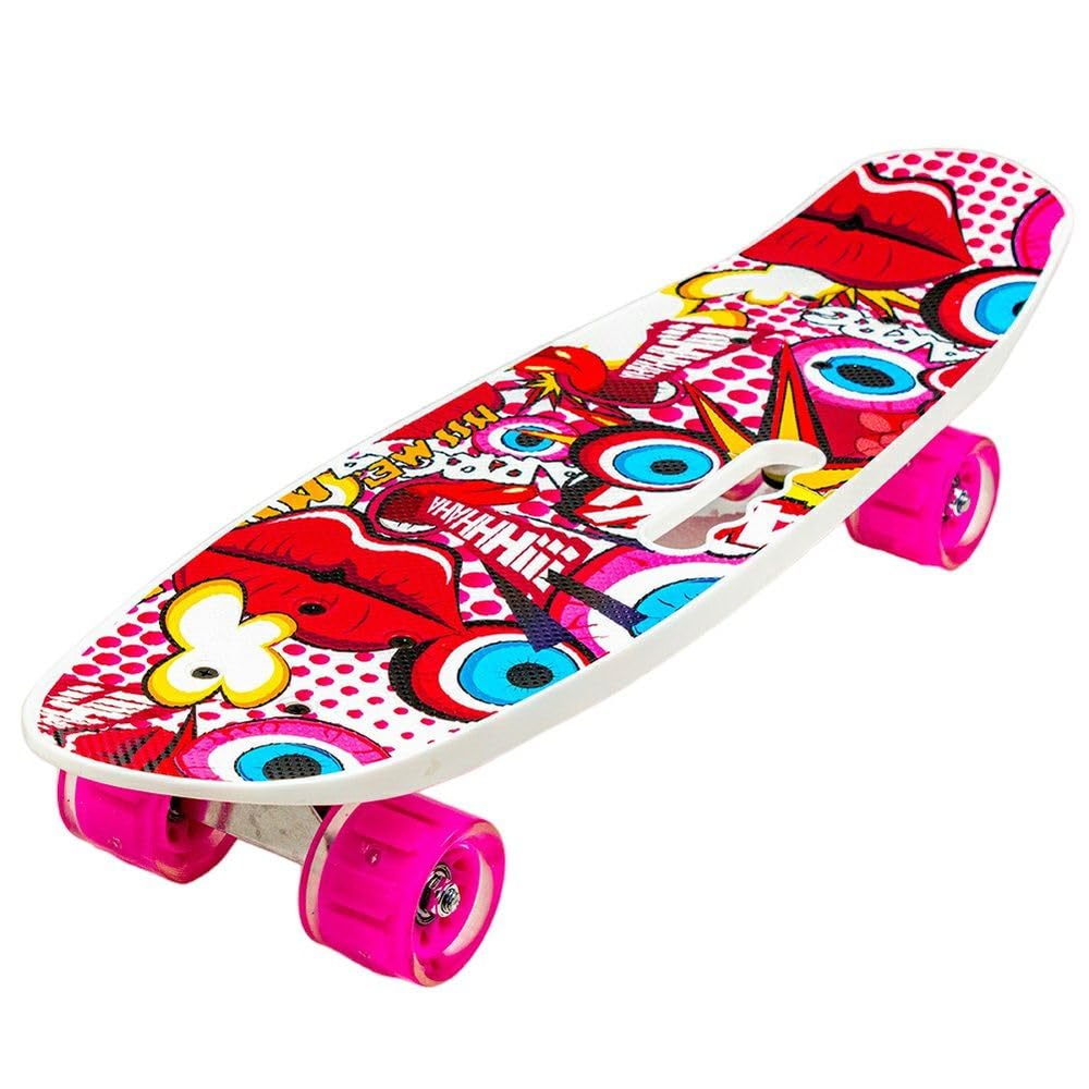 Dream Land Colorful Mixed Shapes Pink Skate Board - 213