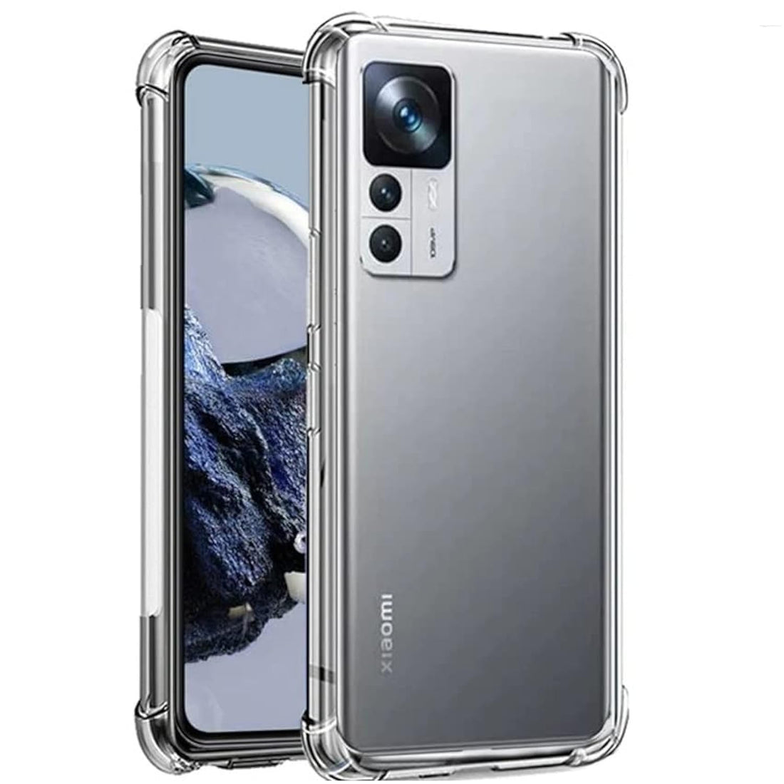Dl3 Mobilak Case Compatible with Xiaomi 12 T / 12T Pro, Cover Silicone Transparent TPU Gorilla Anti-shock Protector Camera Shockproof Corners - Clear