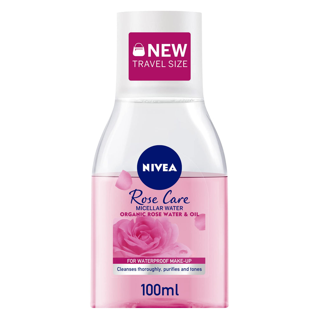 NIVEA Face Micellar Water Makeup Remover, Rose Care Biphase with Organic Rose Water, 100ml