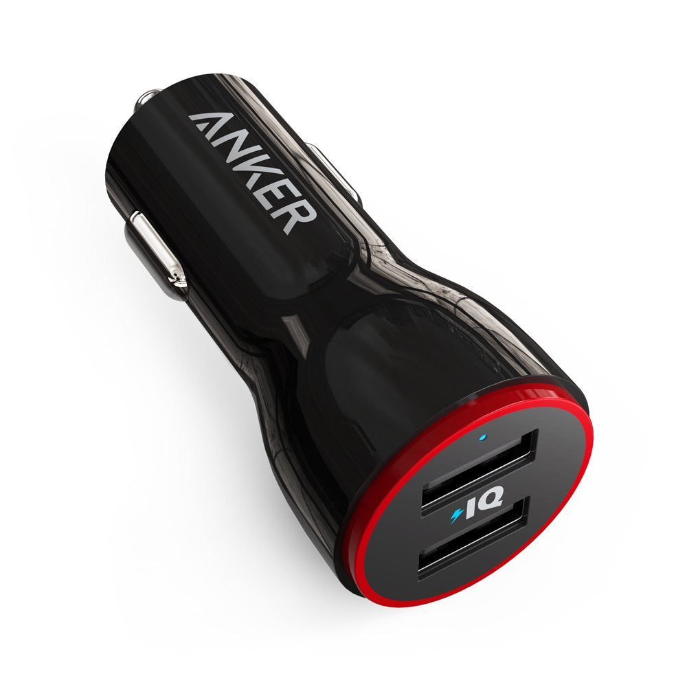 Anker Car Charger, Mini 24W 4.8A Metal Dual USB Car Charger, PowerDrive 2 Alloy Flush Fit Car Adapter with Blue LED, for iPhone XR/Xs/Max/X/8/7/Plus, iPad Pro/Air 2/Mini, Galaxy, LG, HTC and More - 18 Months Local Warranty