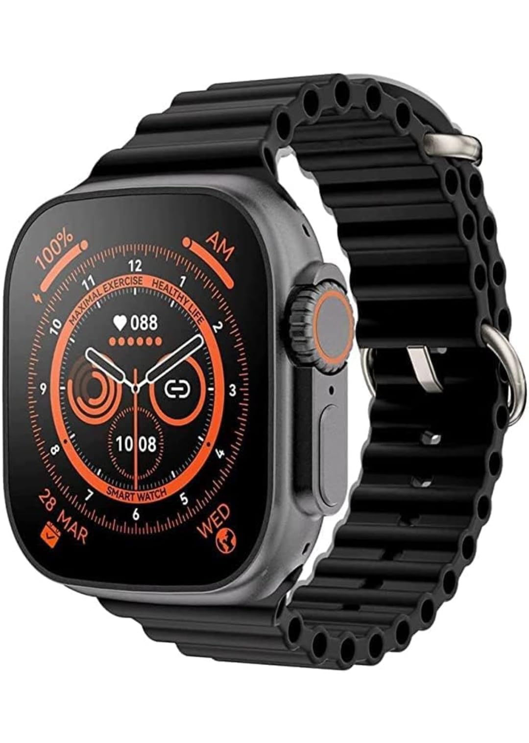 New T900 Ultra Smart Watch Elegant Design 2.09" HD Display, NFC, Fitness Tracker, Heart Rate, Oxygen Monitor, Calls, Wireless Charging | IOS and android for men, women (1, Black)