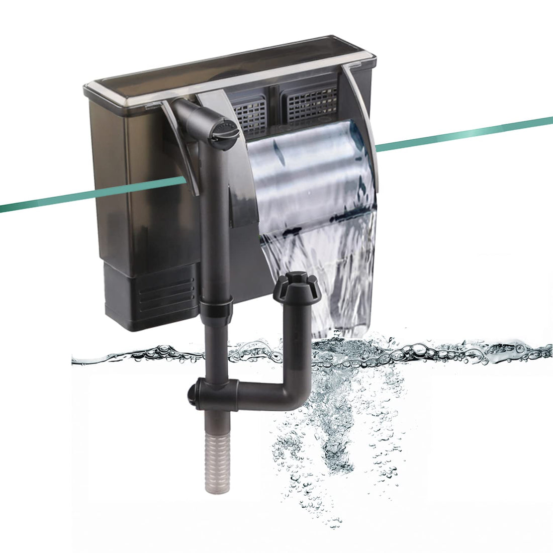 Fish Tank Filter, Super Silent External Aquarium Filter 2W 300L/H, Zero Noise, Removes Oil Film (2W 300L/H)