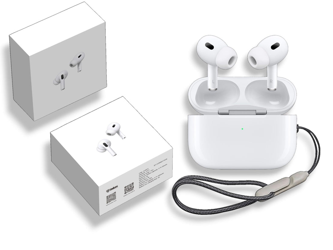 Earbuds Inkaax Air buds with 2 microphones Bods bluetooth Pods Wireless Charging Case, Noise Cancelling, Compatible with All Phones,Gaming In-Ear True Wireless -White Generation (Pro 2 T05)