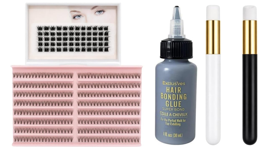 DIY Lash Styling Kit with LC125 One by One Lash Tray, 20D One by One Lash Tray, 2 Lash Shampoo Brushes and 1 Lash Glue for Lash Routine Use