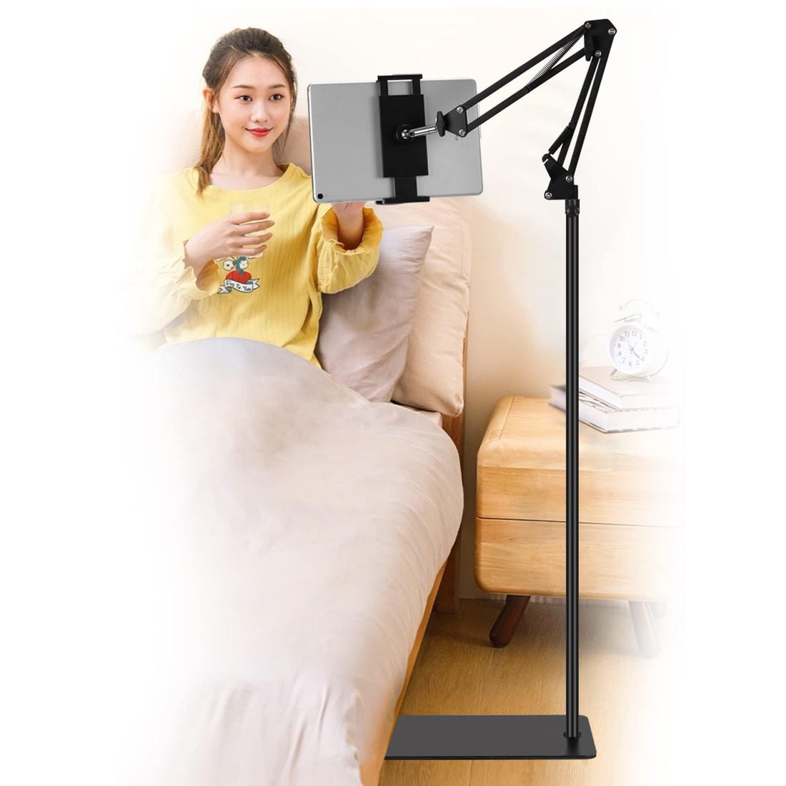 Tablet Floor Stand, Adjustable Universal 360 degree Rotatable Metal Tablet Holder, Phone Stand for iPad/iPhoneX/iPad Pro or Other 4.5~12.9 Inches Devices