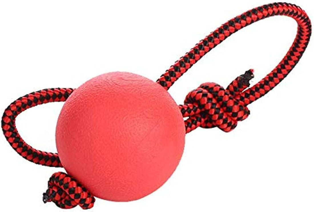 Dog Ball on Rope, Indestructible Strong Chewers, Rubber Interactive Training Catch Fetch Toy Pet Teeth Toy Hard Bite Resistant for Training