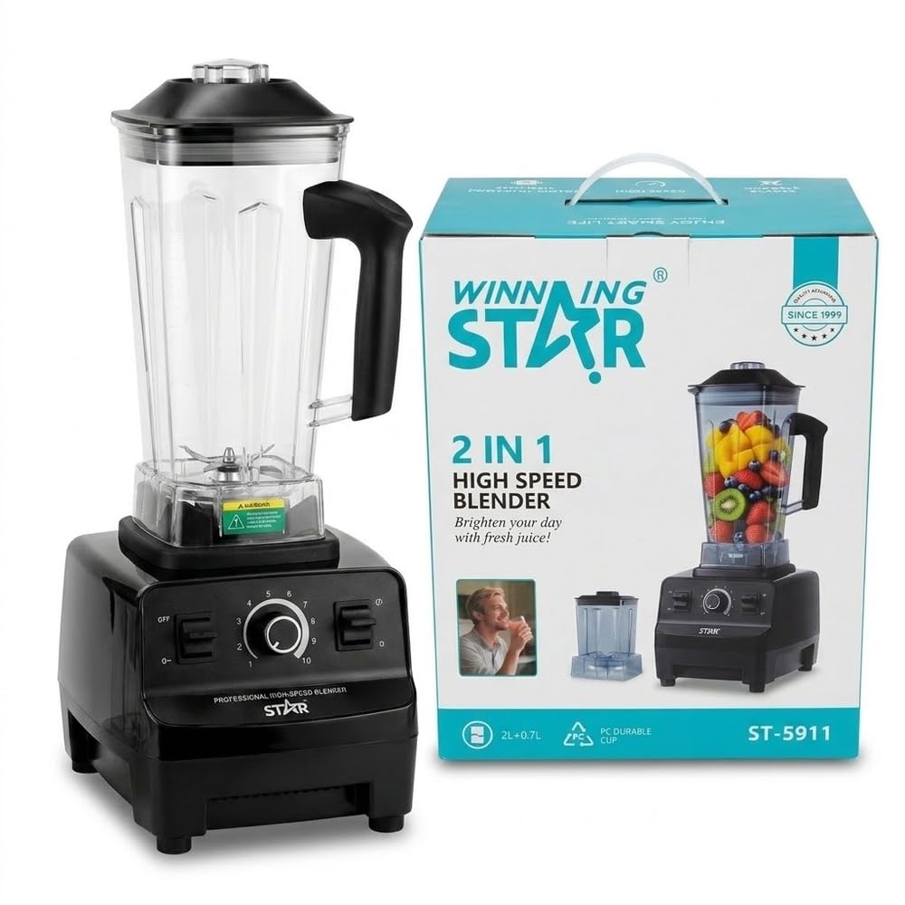 WINNING STAR Professional Blender & Grinder 1000W,10 Speed Control with Pulse, Stainless Steel Blades 2L - A1-710