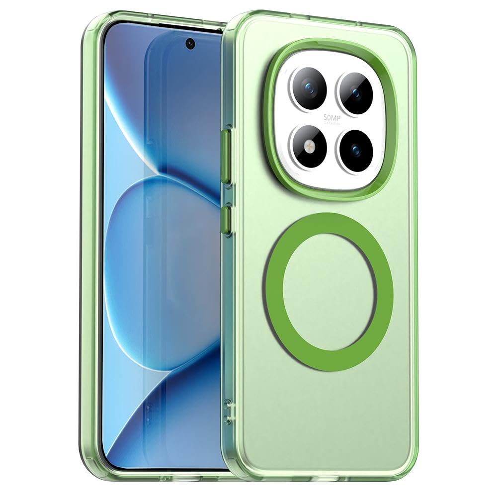 fascination magnetic phone case cover compatible with Redmi note 15 pro plus (15 pro+) support wireless charging Candy PC Hybrid TPU Shockproof Phone Case for Redmi note 15 pro plus (15 pro+) (Green)