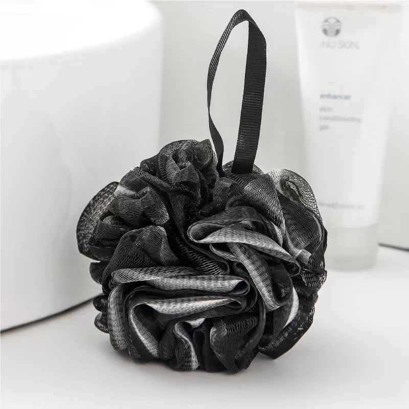 Exfoliating Mesh Bath Sponge, Soft Shower Pouf Loofah for All Skin Types, Durable High Density Body Scrubber, Rich Lather Sponge with Premium European Design (One pack)