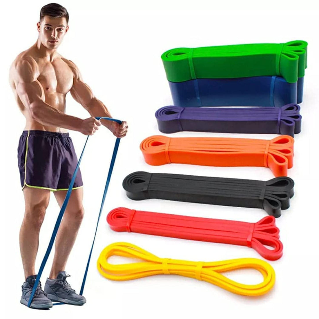 SportQ Premium Fitness Rubber Resistance Bands, Strength Training Bands Pull Up Gym Power Equipment Natural Latex Bands (208cm, Black Resistance 30-50lbs)