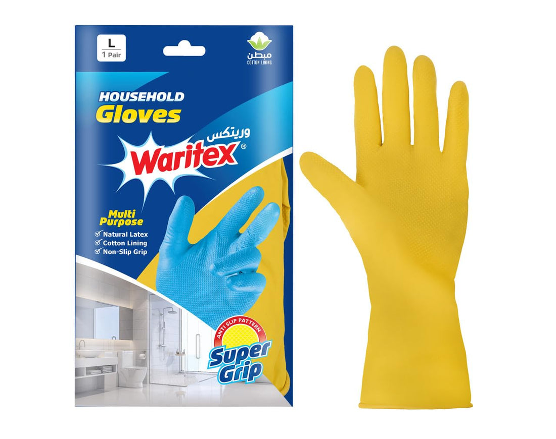 قفازات مطبخ من Waritex – مبطنة ومضادة للانزلاق – متعدد الاغراض للغسيل والتنظيف والاعمال المنزلية