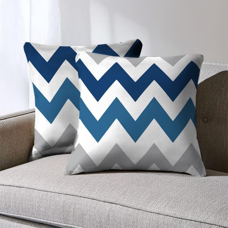 INTEX HOME Cushion Cover Set of 2, Soft Linen Velvet Fabric, Decorative Throw Pillow Covers for Sofa Bed or Living Room, Elegant Textured Finish for Home Décor - 50 x 50 cm - Navy x Blue x Grey