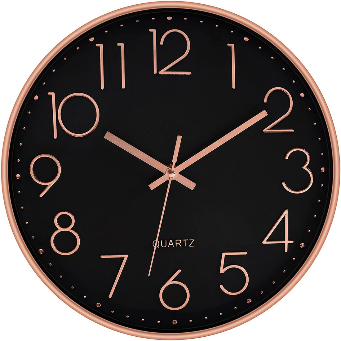 Rylan Wall Clock 12" Silent Quartz Decorative Latest Wall Clock Non-Ticking Classic Clock Battery Operated Round Easy to Read for Room/Home/Kitchen/Bedroom/Office/School- (Rose Black).