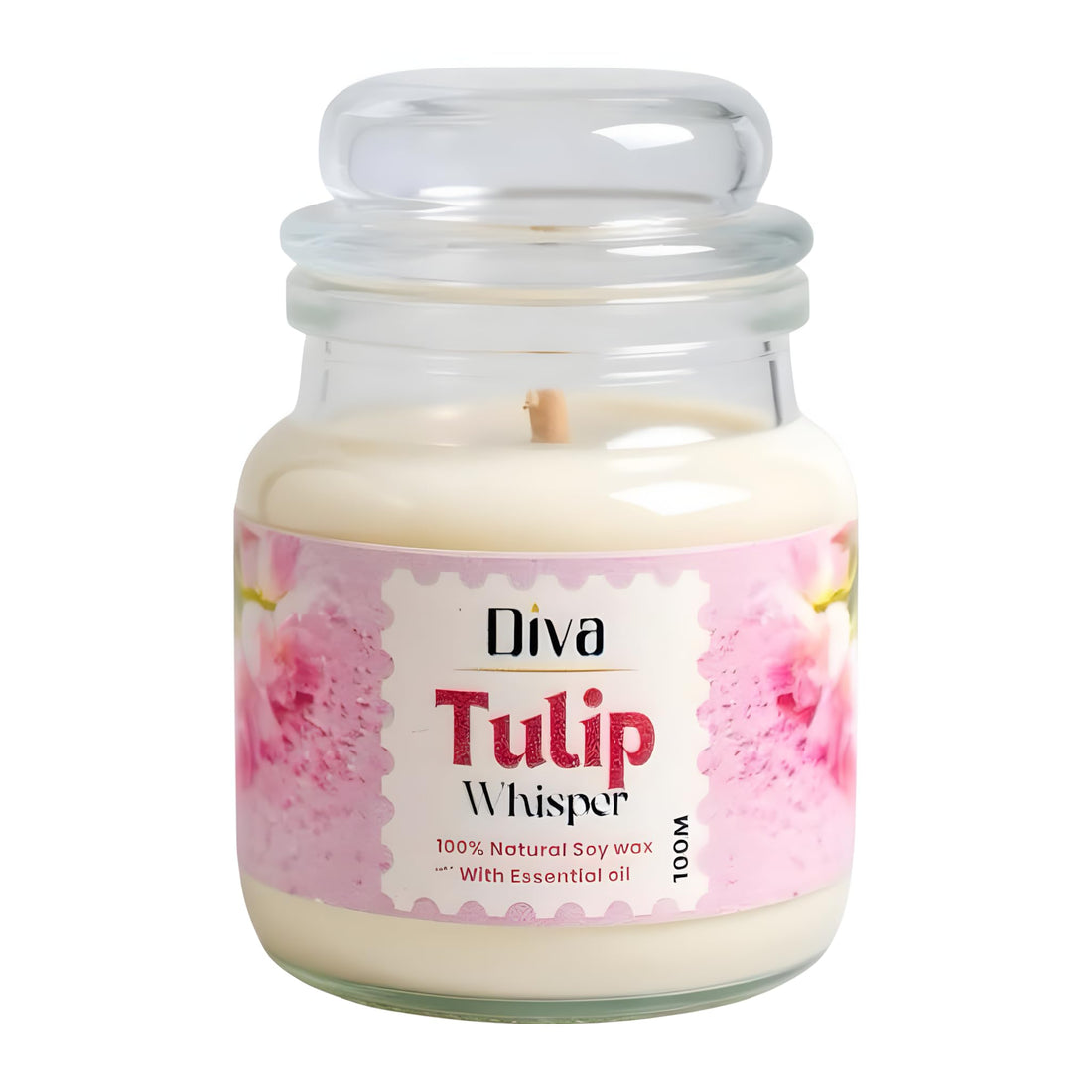 DIVA Scented Candle 100ml – Natural Soy Wax, Clean Burn For All Occasions: Birthday, Wedding, Valentine’s, Mother’s Day, Christmas Elegant Jar – Ideal for Relaxation & Home Decor (Tulip)