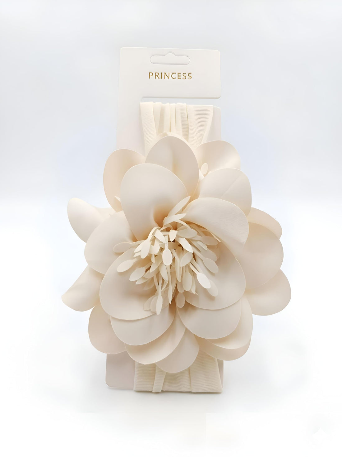 Floral Turban - Comfortable elastic head wrap with blooming flowers for baby girl infant toddler princess stylish hair accessory gift idea (Off white)