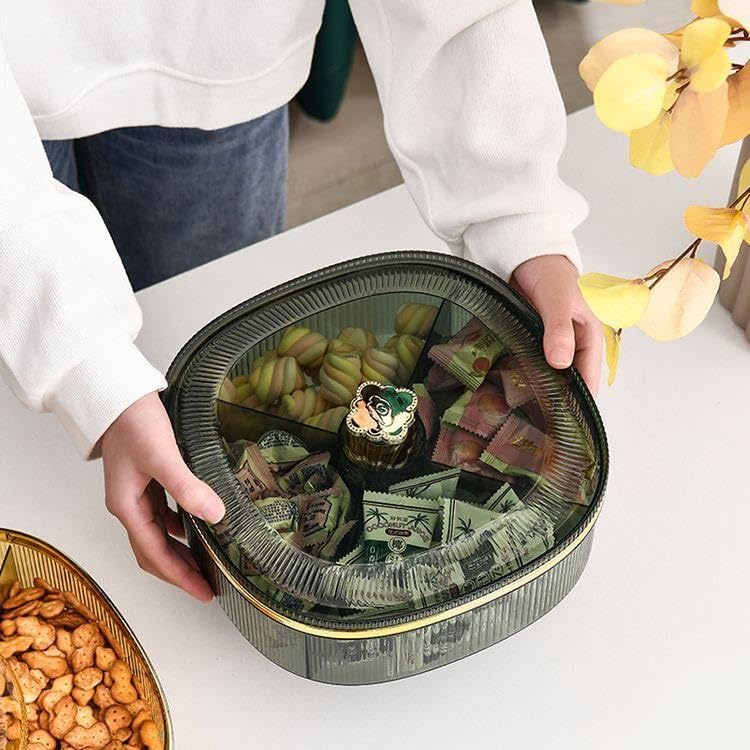 Snack Tray with Lid - Elegant Multi-Compartment Design Keeps Nuts, Candies, and Dried Fruits Fresh and Organized for Parties and Travel (شكل 2)