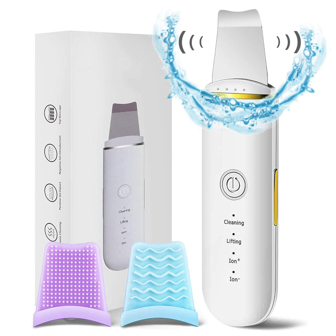 Beauenty Ultrasonic Skin Scrubber Face Spatula, Skin Spatula Pore Cleaner, Skin Dirt Blackhead Remover Tools for Facial Deep Cleansing - 4 Modes (White)