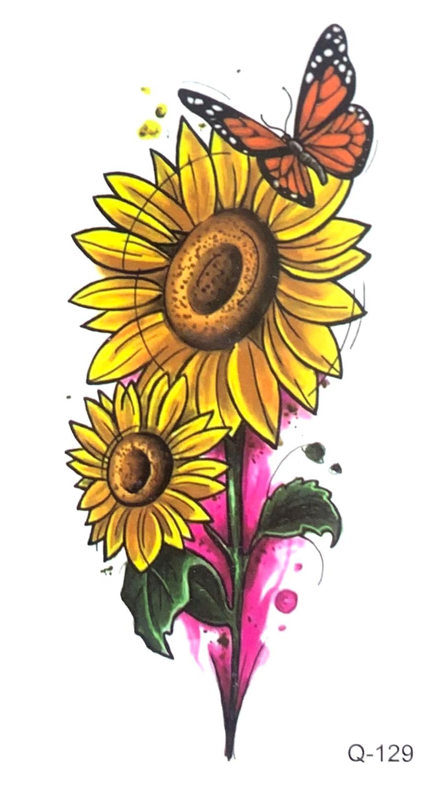 Tattoo Tech, 1 Sheet Medium Semi Permanent Tattoo10*12cm, Adult Art Design Temporary Tattoos, Lasts 1-2 Weeks, Waterproof, Realistic Look, No Adhesive, No Reflection (Q-129)