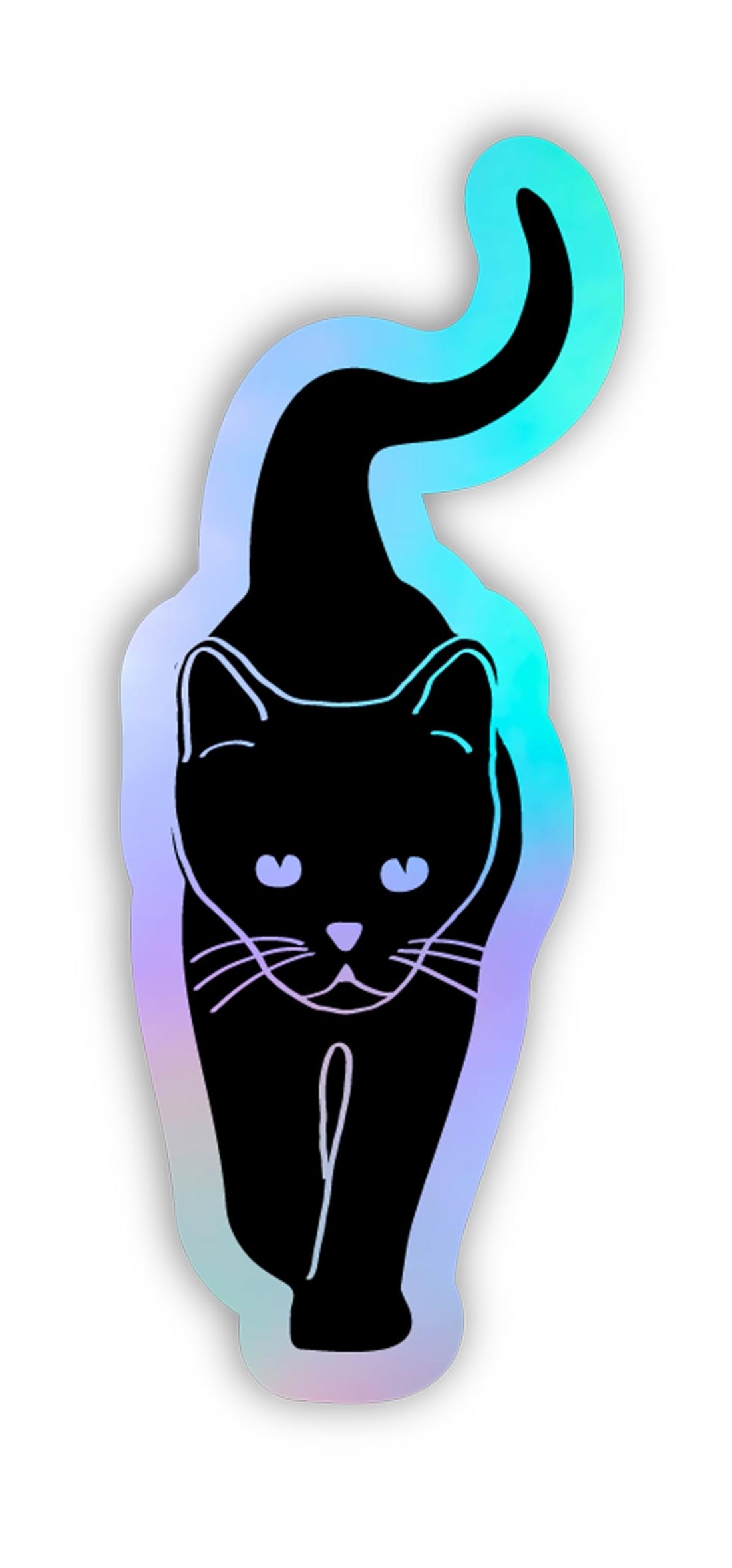 YM Sketch Holographic Laptop Sticker - Black cat| 2x6 cm area size, 1Pcs| easy peeling and Stick Gift For college,office,artists,students,your car,notebook,laptop,fridge,desk,skateboard