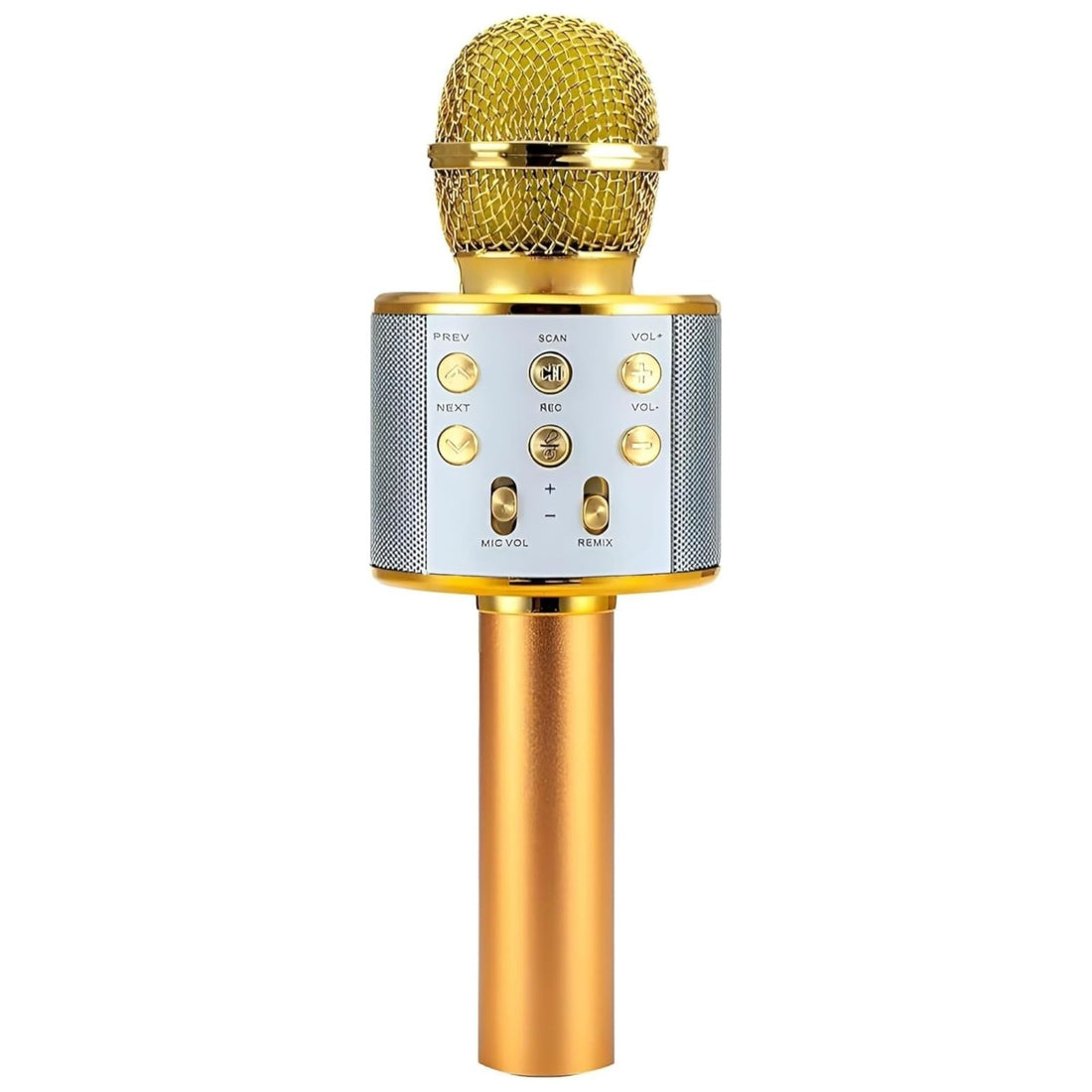 Wireless Karaoke Microphone WS-858 for Kids, Built-In Speaker and Recorder, Portable Handheld Gift for Boys and Girls ((Gold))