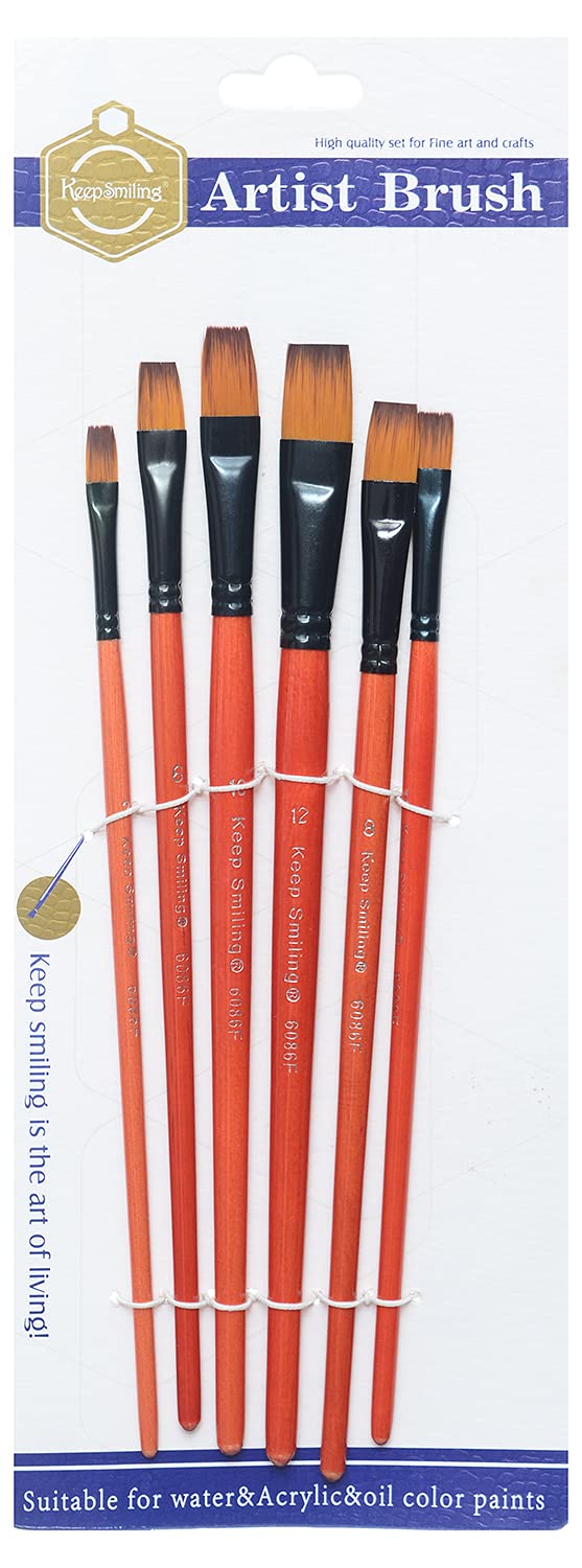 Keep Smiling Artist Brush Set of 6 Pieces, 6086F - Orange Black