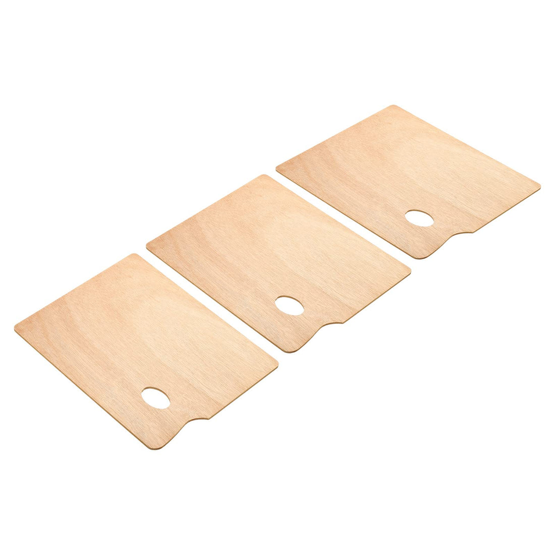 PATIKIL 9" x 12" Paint Tray Palette, 3 Pack Painting Pallet Holder with Thumb Hole Square, Wood Color