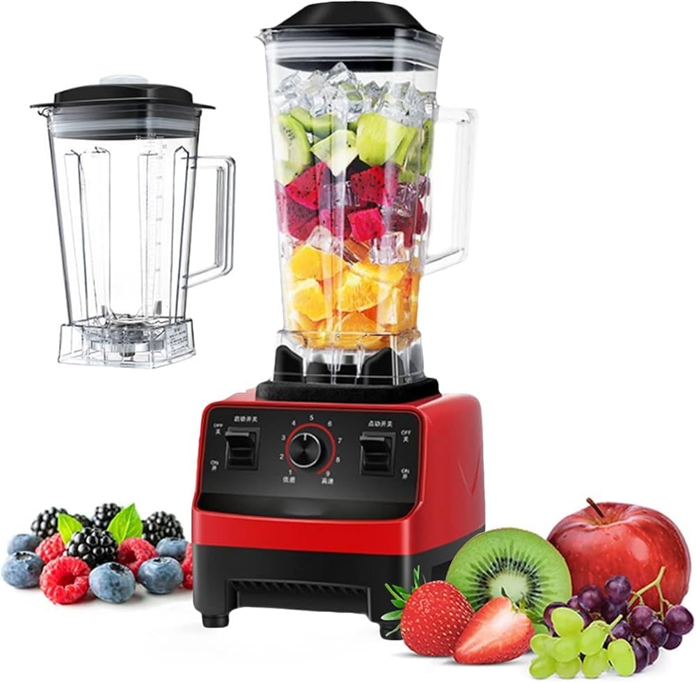 BROND 2 in 1 Heavy Duty Electric Food Blender, 5000W Shatterproof Jug with 6 Stainless Steel Blades, 15 Speeds, Food Processor, Spice Grinder, Chopper, Ice Smoothies, 1 Year Warranty