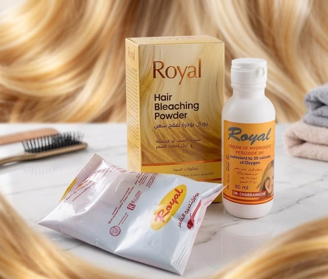Professional Hair Bleaching Powder for Face, Body, Hair, Brightening Up to 7 Shades, Full Bleaching, 1:2 Mixing Ratio with Oxygen (Royal Powder + Oxygen)