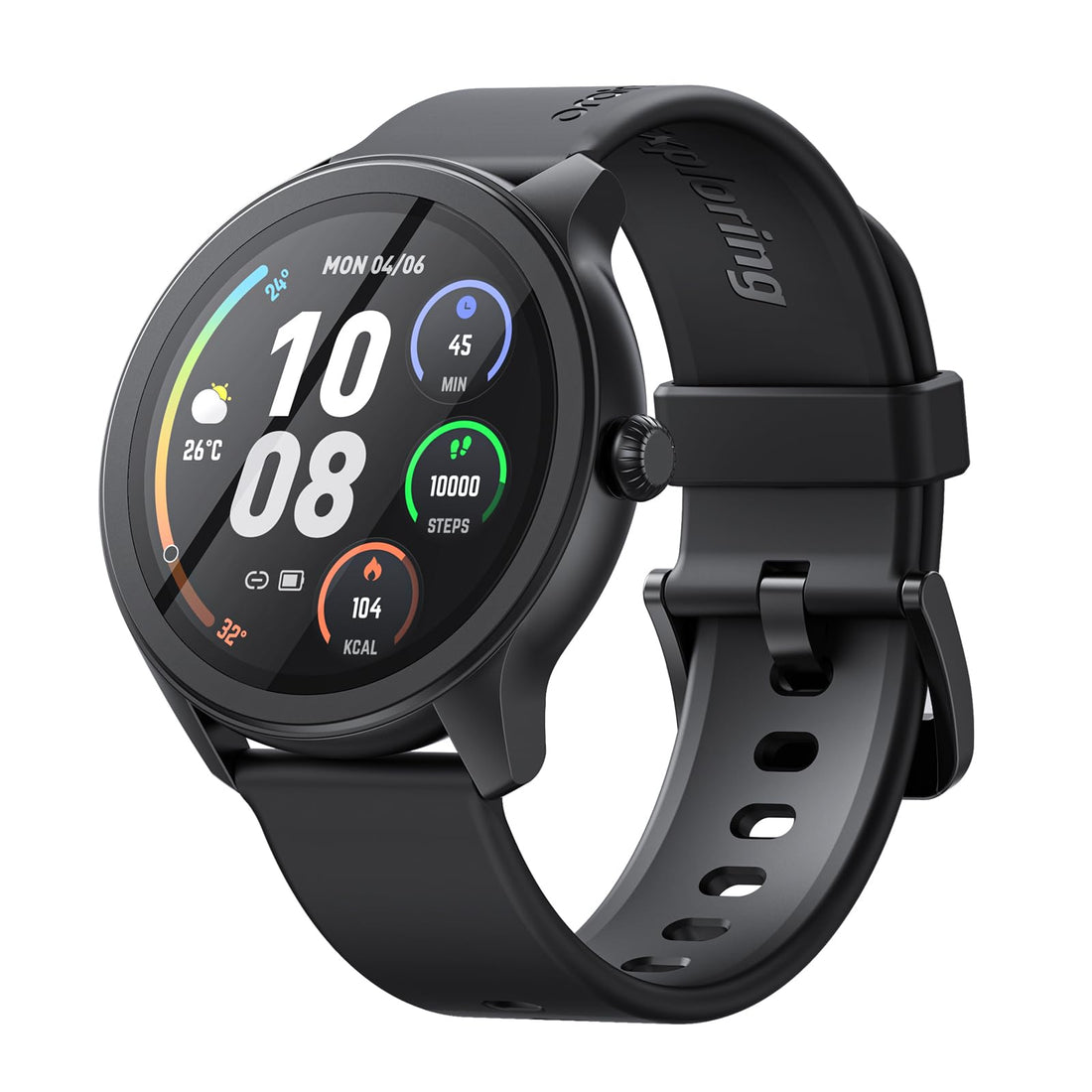Oraimo Watch 2R Bluetooth SmartWatch for Men&Women,1.39"HD Smart Fitness Watch with Stepping Meter Heart Rate Monitor,120+ Sports Modes & Quickly Reply SMS, Black, 1 Year Warranty