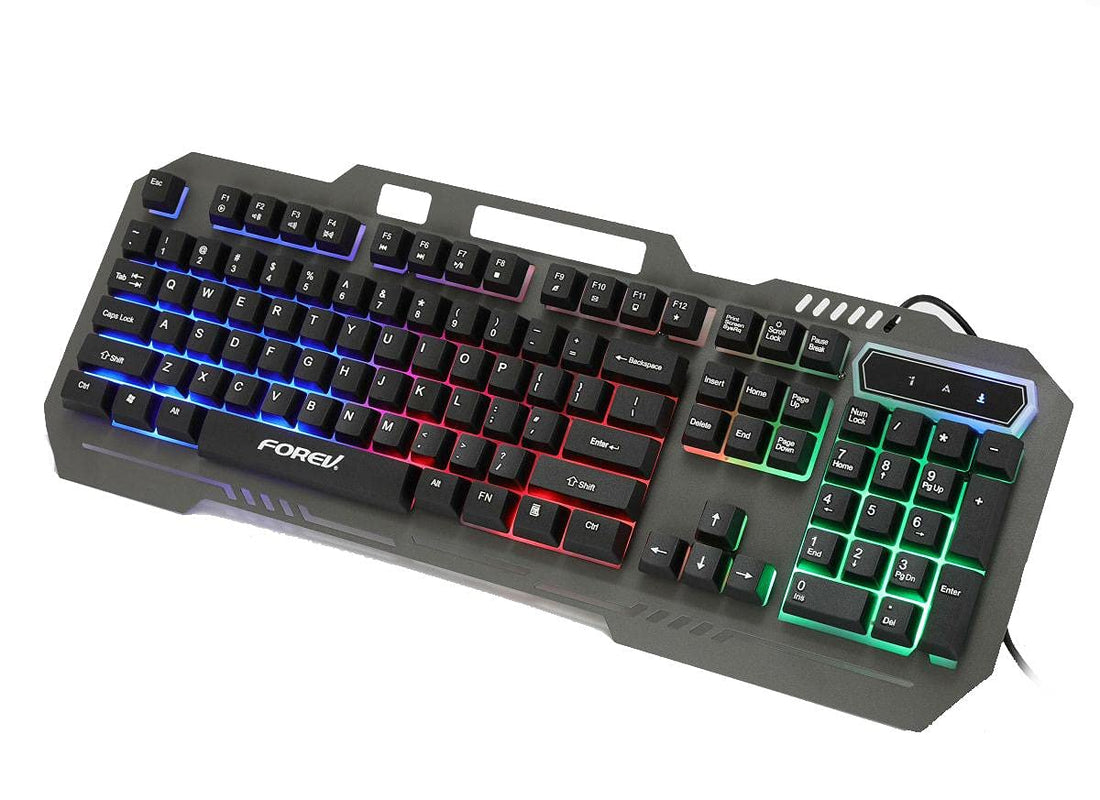 Forev FV-Q307 Gaming Metal Panel RGB Keyboard For Pc, Black, USB