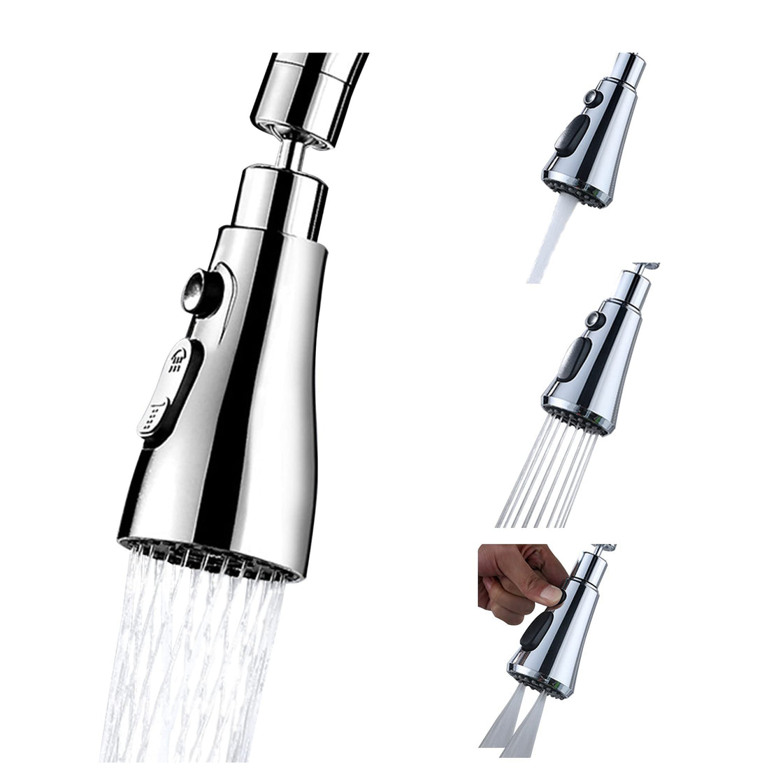 KASTWAVE 360°Swivel Faucet Tap Aerator,with 3 Water Outlet Modes,Water Saving Splash-Proof Kitchen Bathroom Head Sink Spout,Apply to 22-24mm Tap Spray Head (Sliver)