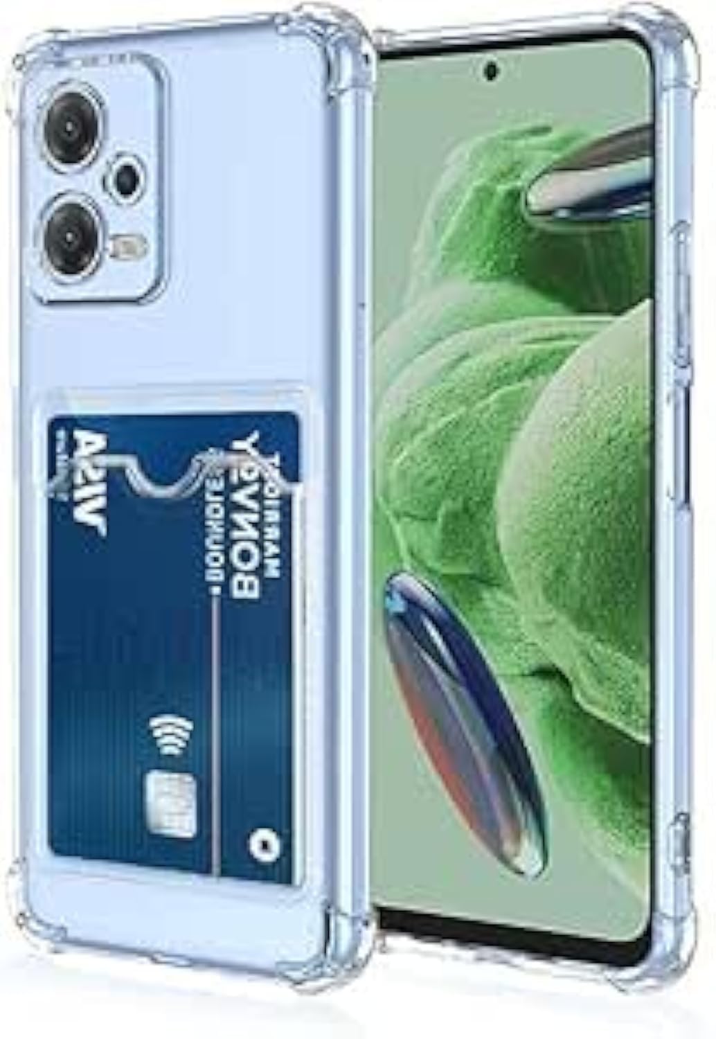 Clear Case Anti-Shockproof From Thermoplastic Polyurethane with Card Holder Compatible with Redmi Note 12 Pro 5G