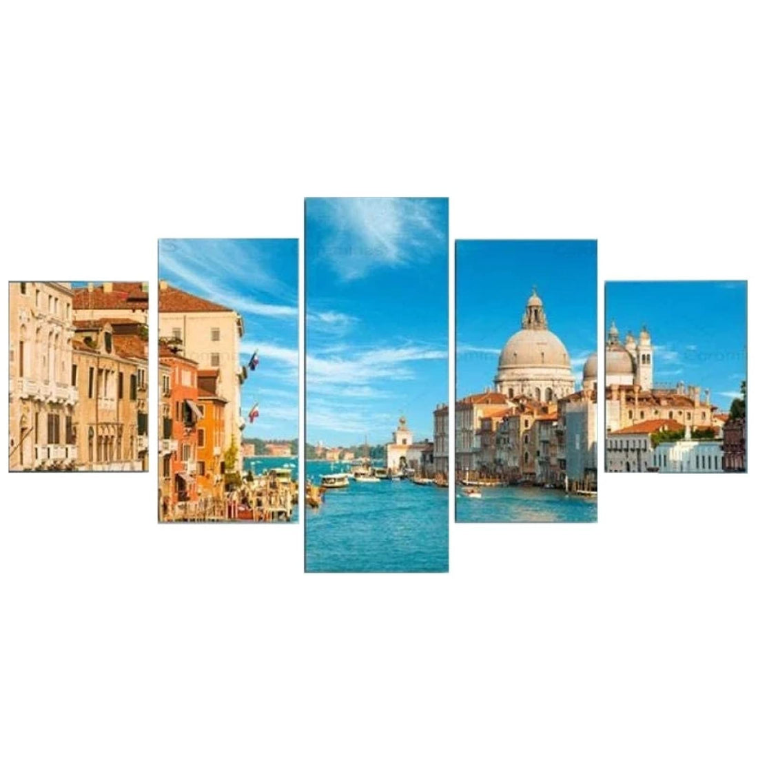 5 Pieces Wall Art 5 Piece Wall Art For Living Room HD Venice Water City Pictures Wall Decor Bedroom Room Decor Posters Framed And Stretched Wall Art Prints(60x32inch)