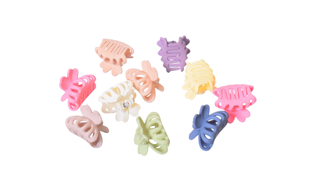 Children's Hair Claw Collection, Feather Design, 10 Pieces - Multicolor