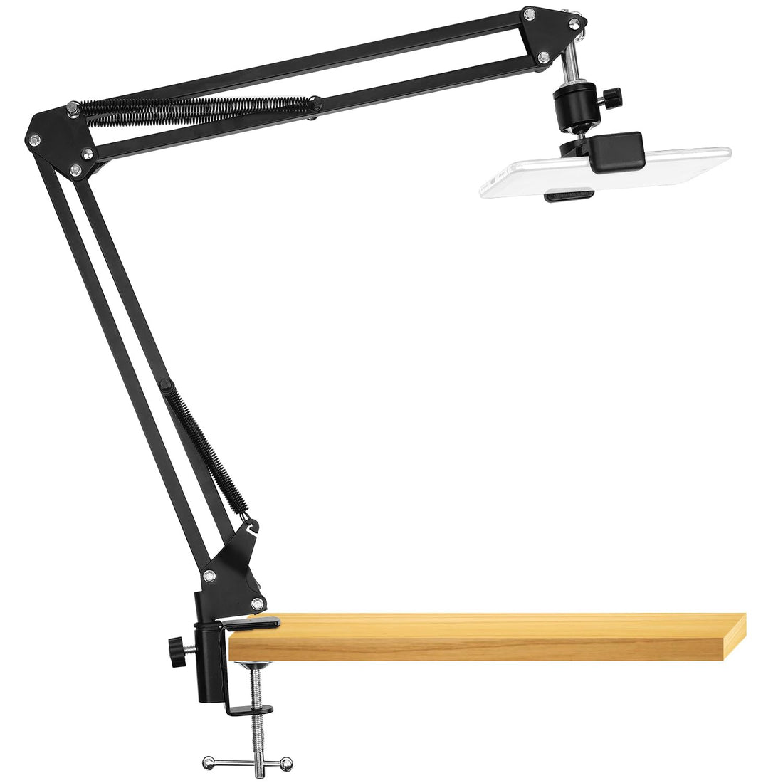 ChromLives Overhead Video Stand Phone Holder Articulating Arm Phone Mount Table Top ChromLives Scissor Boom Arm Articulating Phone Stand Tablet Phone Holder for Streaming Phone Baking Crafting