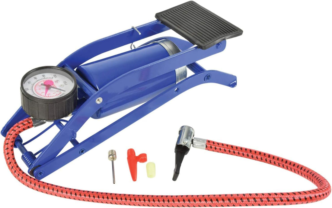 Foot Pump, Portable Bike Tire Air Pump, Super Fast Air Pump Aluminum Alloy Tire Inflator with Pressure Gauge for All Bicycles (Blue Foot Pump) - By Kaber Egypt 2020