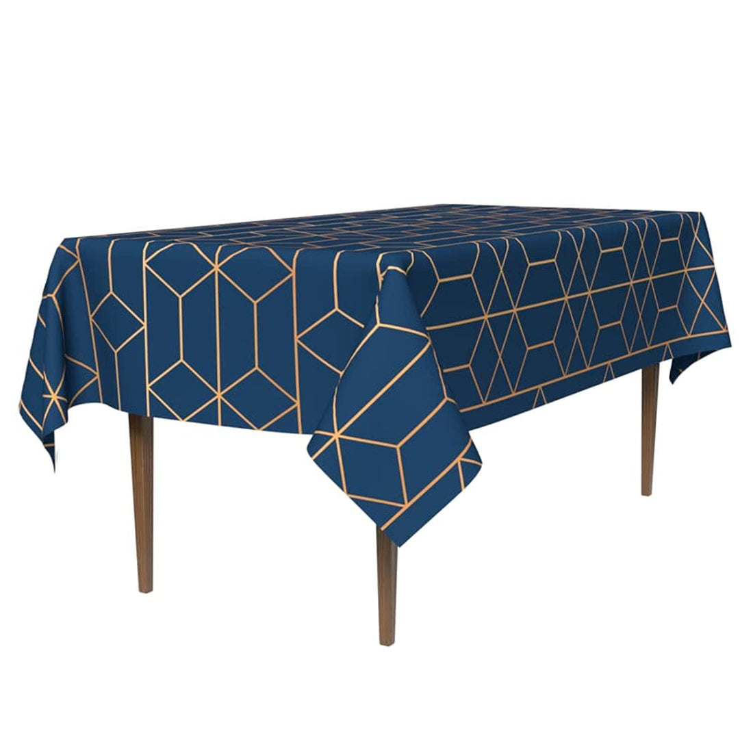 ART MOOD HOME Waterproof Polyester Fabric Tableau tablecloth waterproof Blue * Gold 140x300 CM