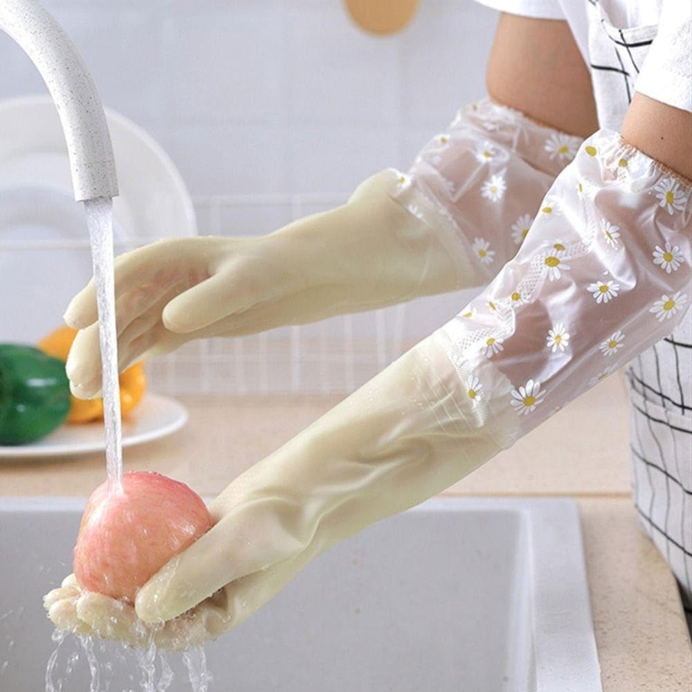 FASHION.HOME Premium Long Hand Gloves | Soft Inner Liner & Waterproof Design for Cleaning Dishes and Kitchen Care, Practical & Reusable - 2 Pack