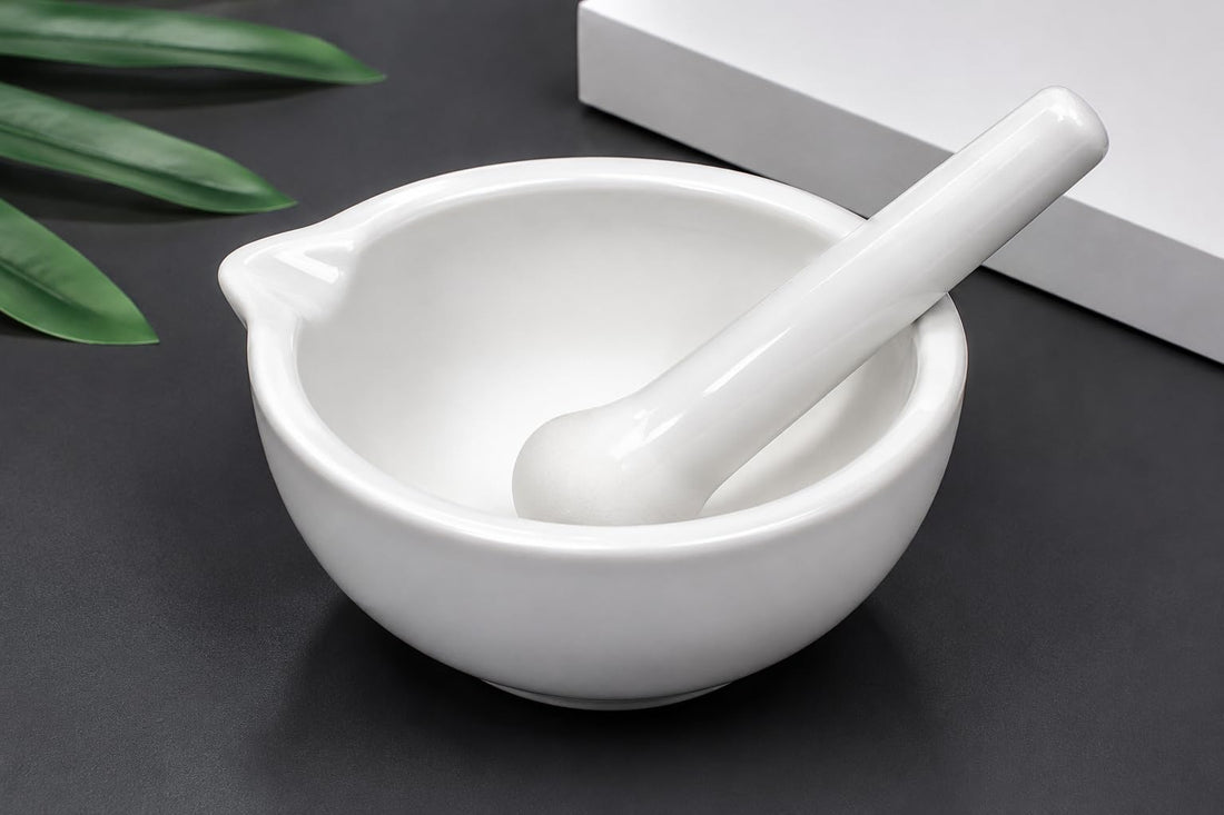 16cm White Ceramic Mortar and Pestle for Laboratories and Laboratories – Mortar and Pestle 16cm