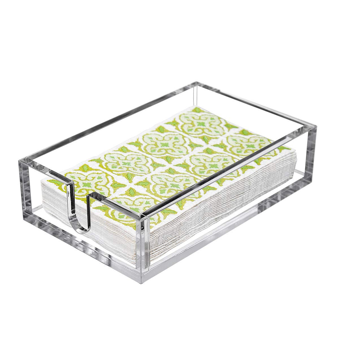 BEST MEDIA Transparent Acrylic Guest Towel Napkin Holder, a Modern Bathroom Paper Hand Towel Tray and a Fancy Flat Napkin Caddy for Kitchens- 24-1x14 cm - Modern - 1-Pack - Transparent