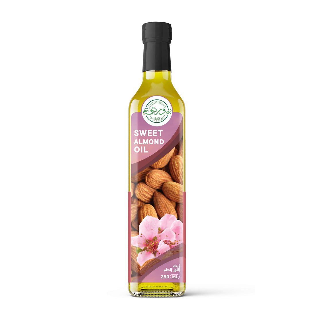 Purity- بيورتي - Sweet Almond Oil Unrefined Cold Pressed, 100% Pure & Natural, Perfect for Aromatherapy, Massage, Skincare & Haircare, 250 ML