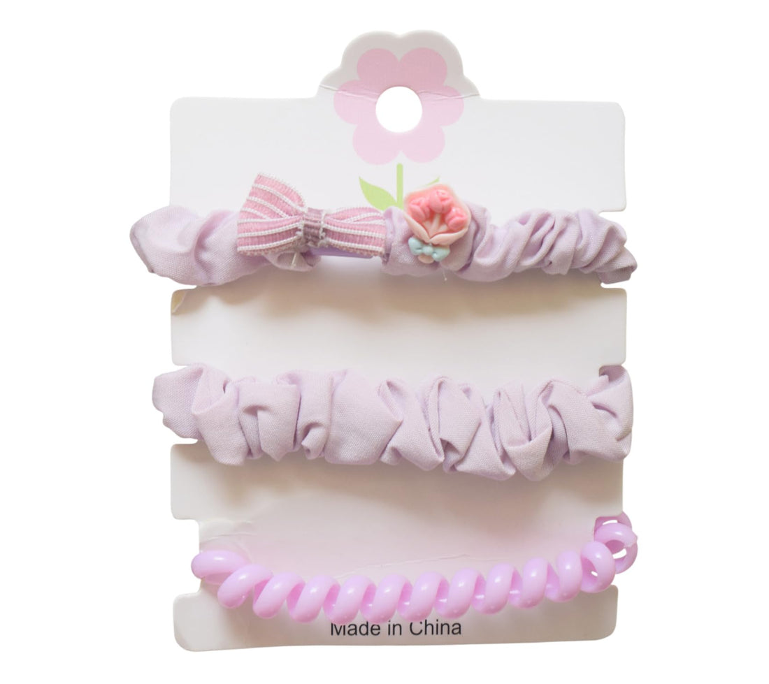 Daphne 3-Piece Hair Tie Set For Girls - Purple