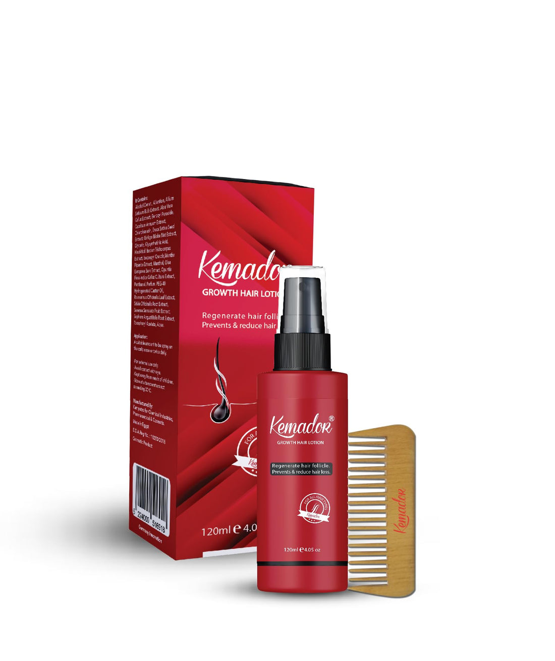 KEMADOR Hair Growth Accelerator + Free Wooden Comb