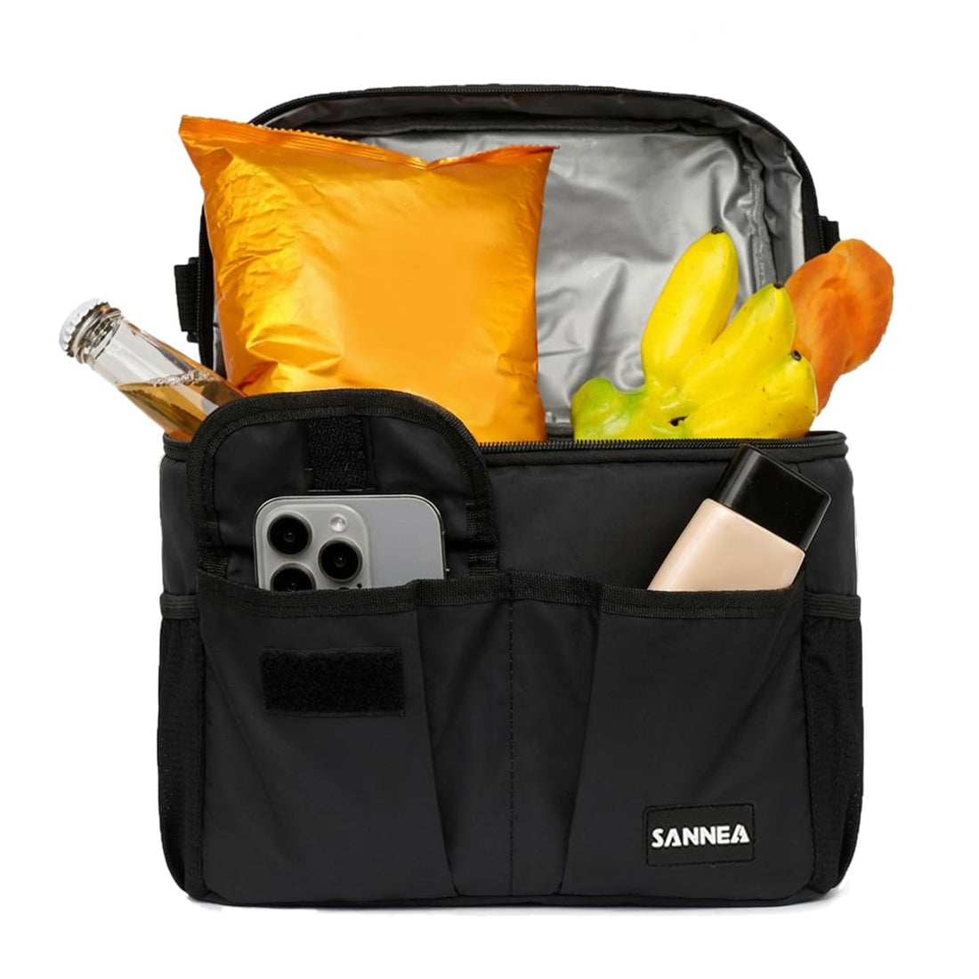 Insulated Lunch Bag 8 L Thermal Food Cooler Tote, Waterproof Leak-Resistant Lunch Box Bag for Work, School, Picnic, Travel, Hot and Cold Storage, BB-535 (Black)