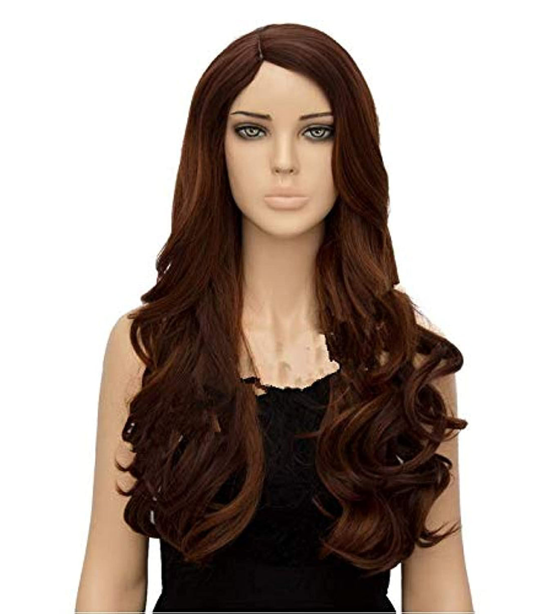 ECIF Fashion Pop Women Natural Wavy Hair Long Curly Fluffy Wig For Lady Brown Gradient Hc-D610