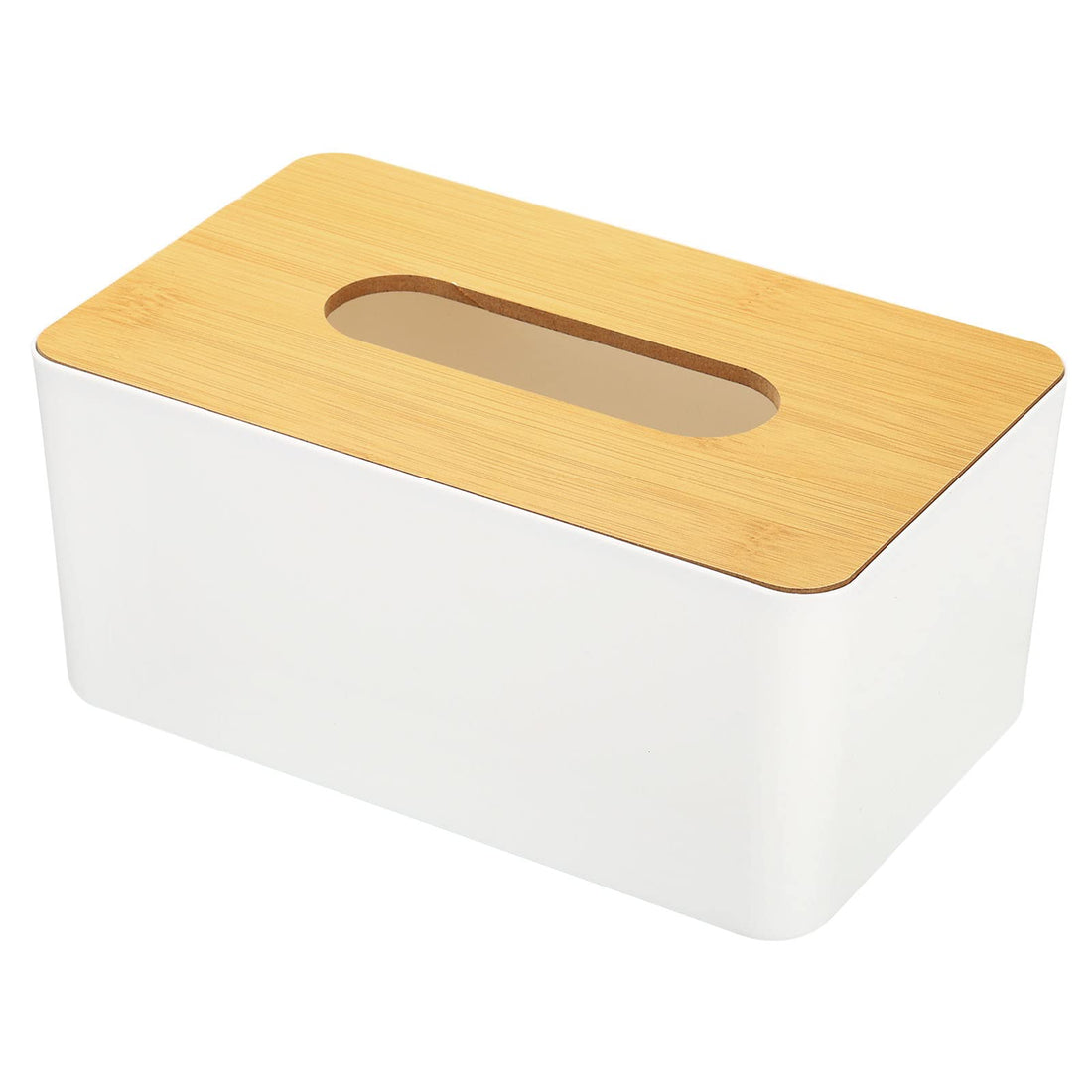 PATIKIL 8.1x4.7x3.9" Tissue Box Cover, Wood Rectangle Decorative Napkin Paper Towel Dispenser Holder for Countertop Home Office Car, White